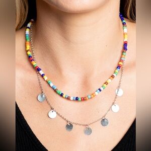 Colorful Beaded Necklace with Silver Accents
